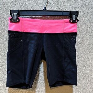 Lululemon Run Shorty Shorts, Black with Pink Waist Band, Size 4